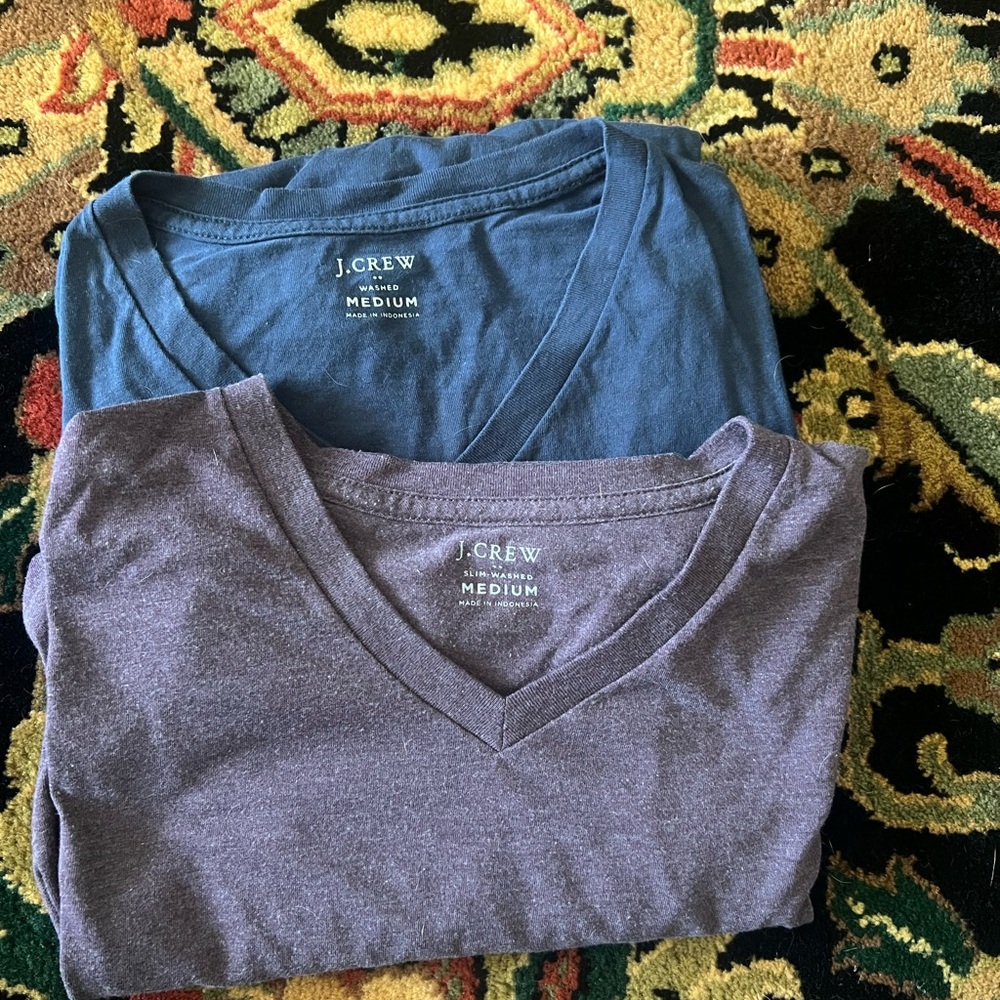J.Crew V-Neck T-Shirts in Blue and Gray